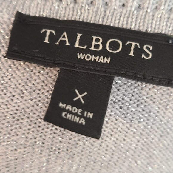 Talbots Women's Merino Wool Shimmer Grey Cowl Neck Long Sleeve Sweater size 0X/ - Picture 7 of 7